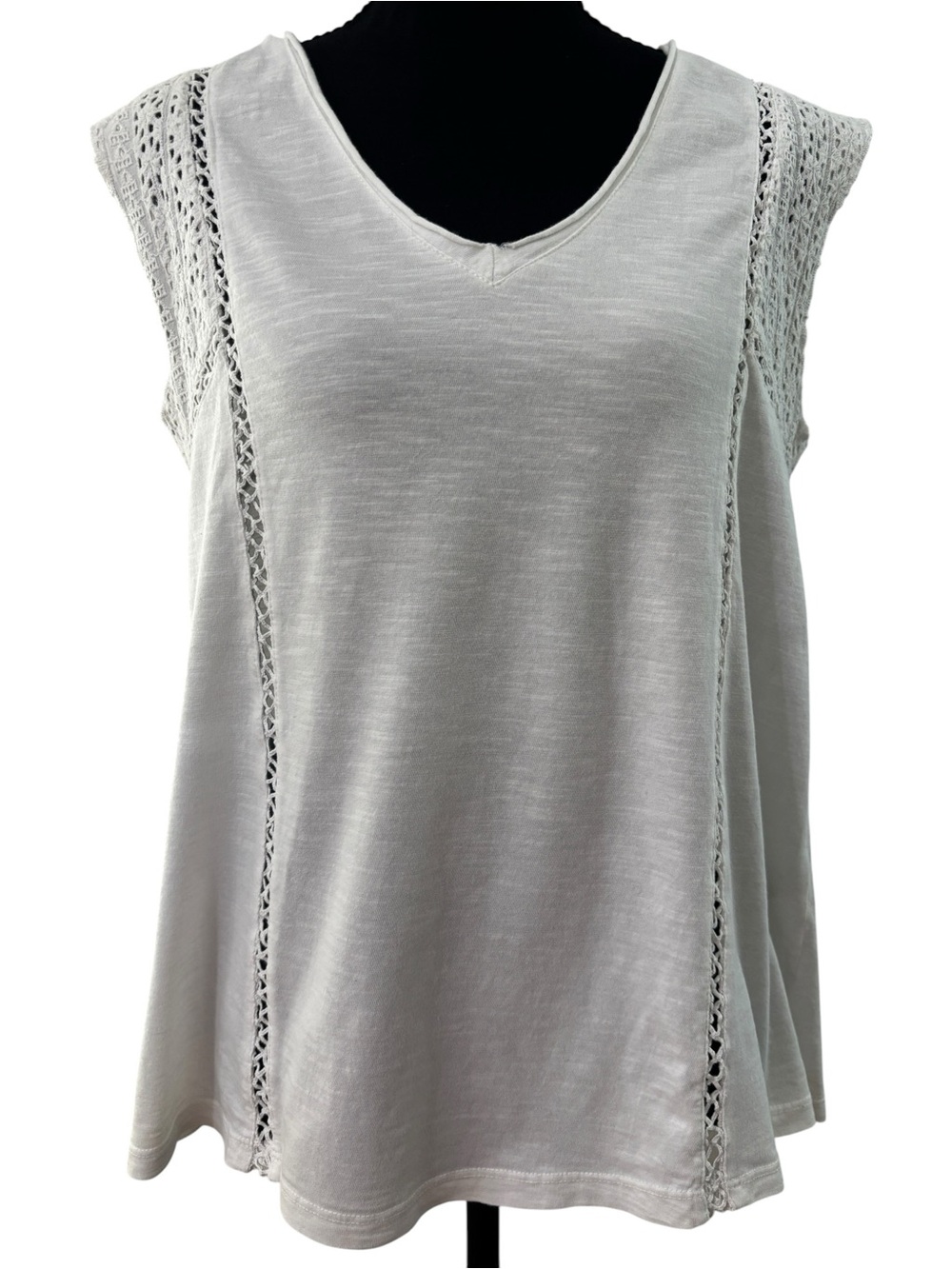 Sundance Crochet Eyelet Sleeveless V-Neck Tank White Summer Clean Boho Sz Small